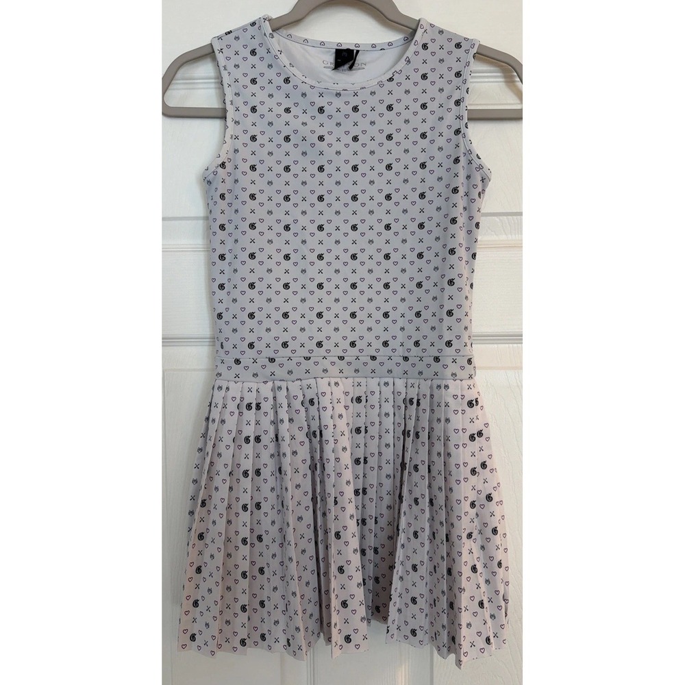 Greyson Girl's Tennis Dress Sz 10 Pleated Skirt Sleeveless Tank White Purple